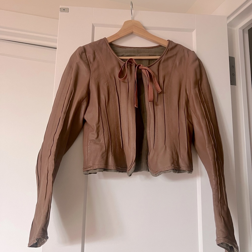 Unique leather crop jacket